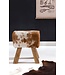Wohnling Ontwerp Turn Bock kruk geitenleer Brown / White 40 x 30 x 47 cm | Draai kruk kruk leer kruk | Extra kruk leren poef