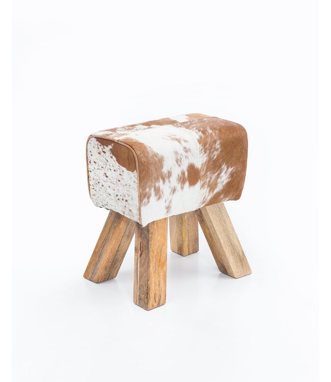 Wohnling Ontwerp Turn Bock kruk geitenleer Brown / White 40 x 30 x 47 cm | Draai kruk kruk leer kruk | Extra kruk leren poef