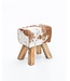 Wohnling Ontwerp Turn Bock kruk geitenleer Brown / White 40 x 30 x 47 cm | Draai kruk kruk leer kruk | Extra kruk leren poef