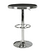 Wohnling American Diner Bar tafel ELVIS rond Ø 60 cm aluminium imitatieleer | Retro bartafel VS in Zwart / Zilver | Robuuste bistro tafel in de stijl van de jaren '50 | Party tafel met basis in verchroomd aluminium