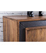 Wohnling Ontwerp dressoir KARAN Sheesham massief hout met kunstleer 160x44x80 cm | Dressoir in een rustieke, landelijke stijl | Chest met lades en deuren