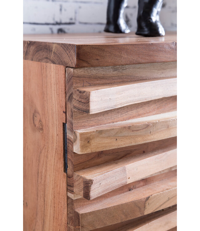 Wohnling dressoir KADA 160 x 75 x 43 cm massief hout Acacia Natuurlijk Wane sideboard | Land stijl commode en deuren | Hal kast staande kast