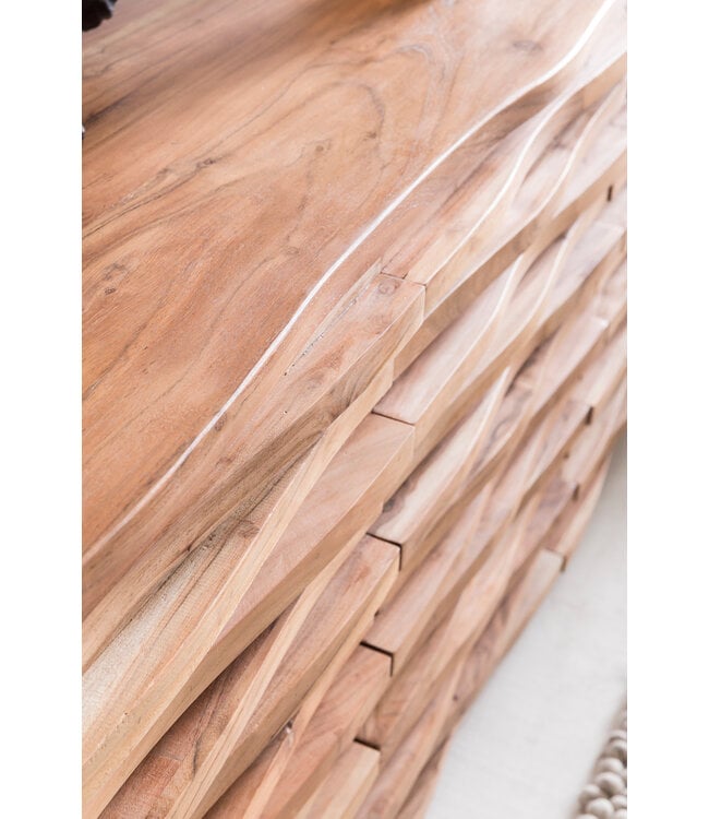 Wohnling dressoir KADA 160 x 75 x 43 cm massief hout Acacia Natuurlijk Wane sideboard | Land stijl commode en deuren | Hal kast staande kast