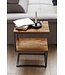 Wohnling bijzettafel AKOLA S-vorm massief hout Sheesham / metaal 45 x 60 x 30 cm | Design Salontafel Landelijke stijl | Anstellisch opbergmeubelvierkant