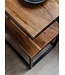 Wohnling bijzettafel AKOLA S-vorm massief hout Sheesham / metaal 45 x 60 x 30 cm | Design Salontafel Landelijke stijl | Anstellisch opbergmeubelvierkant