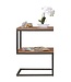 Wohnling bijzettafel AKOLA S-vorm massief hout Sheesham / metaal 45 x 60 x 30 cm | Design Salontafel Landelijke stijl | Anstellisch opbergmeubelvierkant