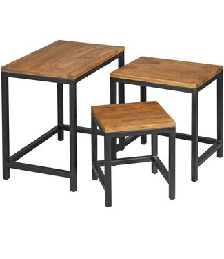 Wohnling Bijzettafelset sheeshamhout 3 stuks - WL5.212