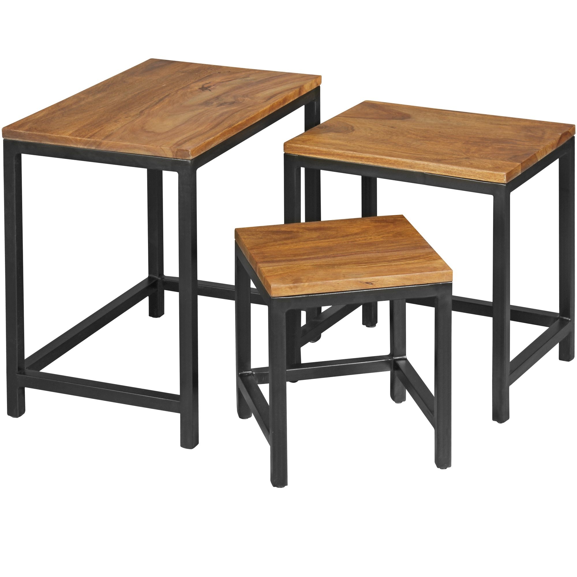 Bijzettafelset sheeshamhout 3 stuks