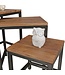 Wohnling Set van 3 Design tafels Akola Sheesham bijzettafeltjes metalen poten | Placemat 3 stuks van materialen | Anstelltische massief hout