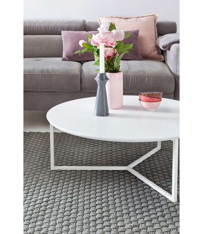 Wohnling ontwerp salontafel MDF hout wit mat metalen frame ø 80 cm | Salontafel gelakte salontafel modern | Salontafel ronde tafel Lounge
