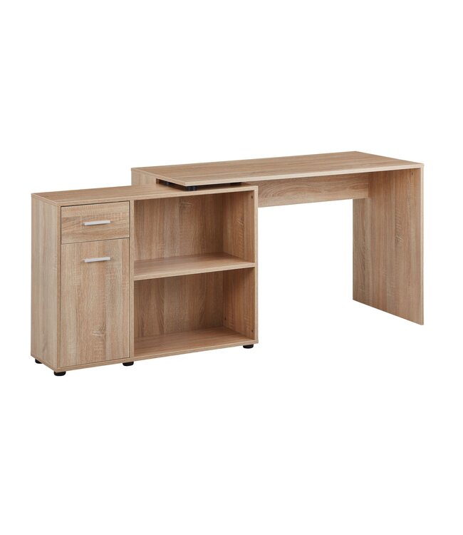 Wohnling design hoekbureau met plank Sonoma 120 x 75,5 x 106,5 cm | Moderne bureau computer tafel studie | Hoek bureau thuiskantoor