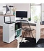 Wohnling design hoekbureau met plank wit 120 x 75,5 x 106,5 cm | Moderne bureau computer tafel studie | Hoek bureau thuiskantoor