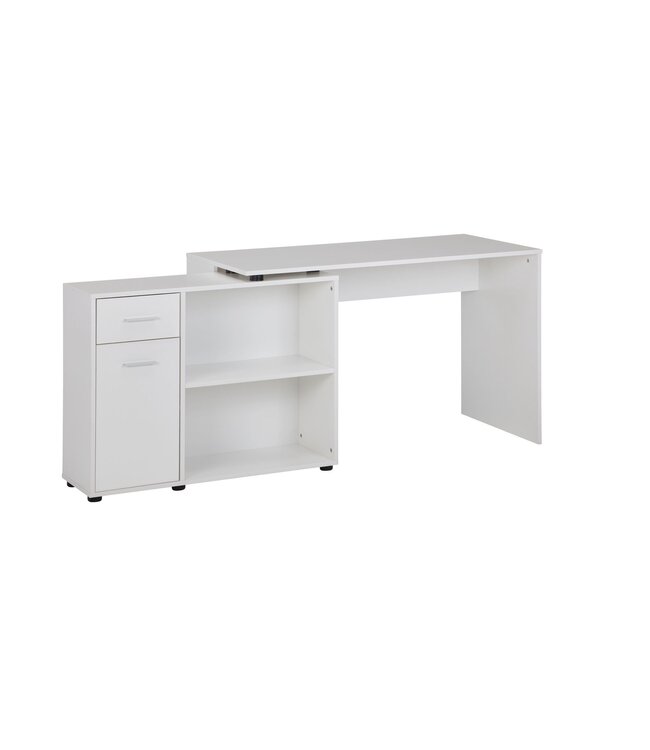 Wohnling design hoekbureau met plank wit 120 x 75,5 x 106,5 cm | Moderne bureau computer tafel studie | Hoek bureau thuiskantoor