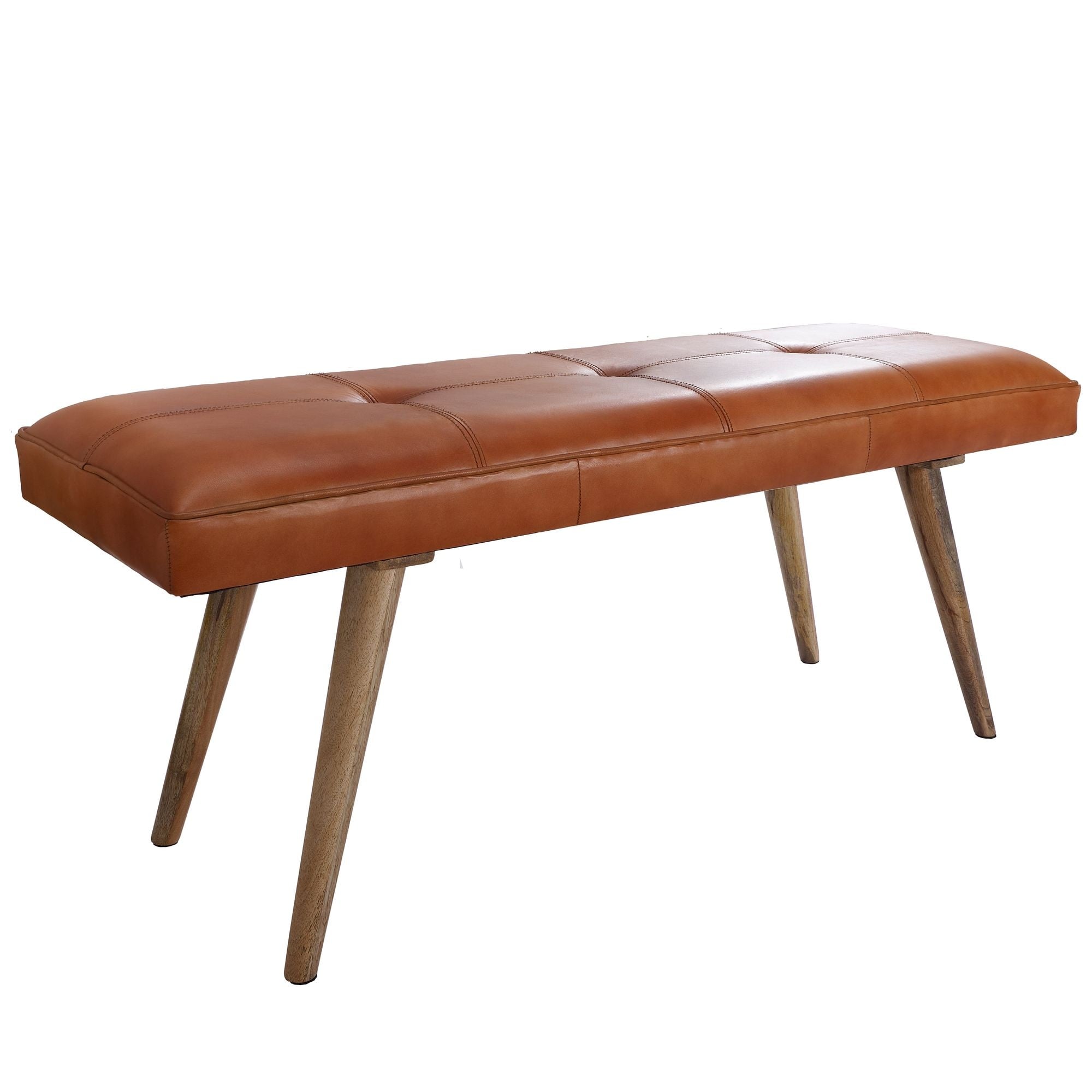 Bank SALIM geitenleer bruin 117 cm
