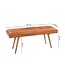 Wohnling SALIM geiten leren bank / massief houten bank 117x51x38 cm in retro stijl | 2 gestoffeerde bankgang Gestoffeerde leren bank Eetkamer Bruin | Klein Flurbank echt leer | Gangmeubels smal