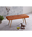 Wohnling SALIM geiten leren bank / massief houten bank 117x51x38 cm in retro stijl | 2 gestoffeerde bankgang Gestoffeerde leren bank Eetkamer Bruin | Klein Flurbank echt leer | Gangmeubels smal