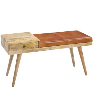 Wohnling Bank SALIM geitenleer bruin 100 cm - WL5.322