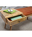 Wohnling bank SALIM geitenleder / massief houten bank 100x52x38 cm in retro stijl | Hal gestoffeerde bank met opbergruimte | Gewatteerde leren bankopslag bruin | Klein Flurbank echt leer | lobby meubelen