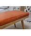 Wohnling bank SALIM geitenleder / massief houten bank 100x52x38 cm in retro stijl | Hal gestoffeerde bank met opbergruimte | Gewatteerde leren bankopslag bruin | Klein Flurbank echt leer | lobby meubelen