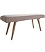 Wohnling SALIM stof / massief houten bank Beige 117x51x38 cm in retro stijl | 2 gestoffeerde bankgang Gestoffeerde stoffen bank eetkamer bruin | Kleine bedbank katoen | Flurbank plank meubilair smal
