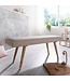 Wohnling SALIM stof / massief houten bank Beige 117x51x38 cm in retro stijl | 2 gestoffeerde bankgang Gestoffeerde stoffen bank eetkamer bruin | Kleine bedbank katoen | Flurbank plank meubilair smal