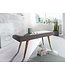 Wohnling SALIM stof / massief hout Bench grijs 117x51x38 cm in retro-stijl | 2 gestoffeerde bankgang Gestoffeerde stoffen bank eetkamer bruin | Kleine bedbank katoen | Flurbank plank meubilair smal