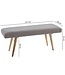 Wohnling SALIM stof / massief hout Bench grijs 117x51x38 cm in retro-stijl | 2 gestoffeerde bankgang Gestoffeerde stoffen bank eetkamer bruin | Kleine bedbank katoen | Flurbank plank meubilair smal