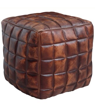 Wohnling Poef CUBING echt leer bruin 39 cm - WL5.331