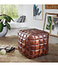 Wohnling CUBING STANLEY Echt leder bruin 47 x 41 x 47 cm Ottomaanse woonkamer | Design kruk oosterse | Beklede stoel nobel | Orient Legrest Sofa | Kubus gestoffeerde poef vierkant