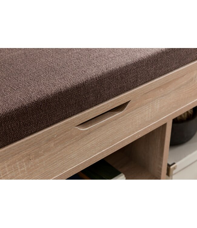 Wohnling WL5.344 met zitting Kledingkast Bank hout 104x51x32 cm Sonoma | Houten bank klein gestoffeerd | Bank smalle gang met bergruimte | Borst bank meubilair op de borstkas hal