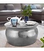 Wohnling salontafel KARAM 60x30,5x60cm Aluminium Silver Side oriental round | Plat gehamerd koffietafeltje metaal Design salontafel modern | Tafel klein Indiaas stub tafel klein