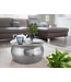 Wohnling salontafel KARAM 60x30,5x60cm Aluminium Silver Side oriental round | Plat gehamerd koffietafeltje metaal Design salontafel modern | Tafel klein Indiaas stub tafel klein