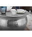 Wohnling salontafel KARAM 60x30,5x60cm Aluminium Silver Side oriental round | Plat gehamerd koffietafeltje metaal Design salontafel modern | Tafel klein Indiaas stub tafel klein