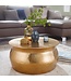 Wohnling salontafel KARAM 60x30,5x60 cm aluminium gouden bijzettafel oosterse rond | Plat gehamerd koffietafeltje metaal Design salontafel modern | Tafel klein Indiaas stub tafel klein