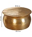 Wohnling salontafel KARAM 60x30,5x60 cm aluminium gouden bijzettafel oosterse rond | Plat gehamerd koffietafeltje metaal Design salontafel modern | Tafel klein Indiaas stub tafel klein
