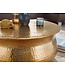 Wohnling salontafel KARAM 60x30,5x60 cm aluminium gouden bijzettafel oosterse rond | Plat gehamerd koffietafeltje metaal Design salontafel modern | Tafel klein Indiaas stub tafel klein