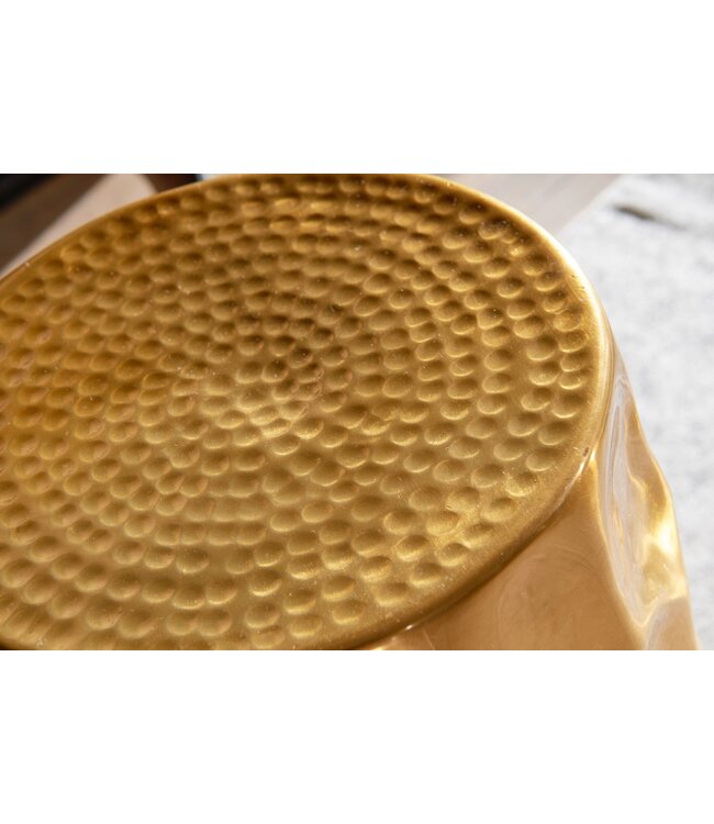 Wohnling tafel JADA 30x47x30cm aluminium gouden tafel oosterse rond | Kleine Hammerschlag Abstellisch | Designtafel design metaal modern | Smalle kleine tafel