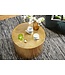 Wohnling salontafel RAHI 61 x 40,5 x 61 cm Aluminium gouden bijzettafel Oosterse ronde | Plat gehamerd koffietafeltje metaal Design Salontafel Modern | Salontafel Indian Stubentisch Klein