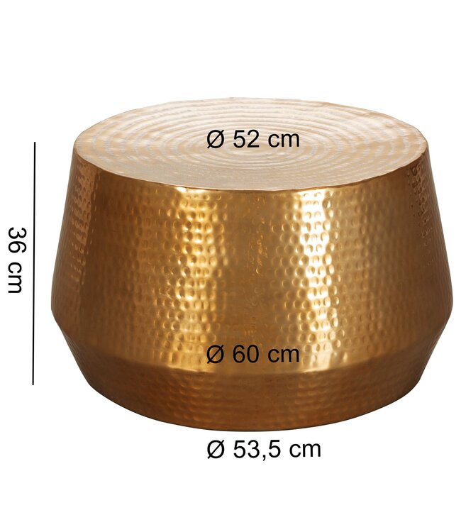 Wohnling salontafel MAHESH 60x36x60 cm aluminium bijzettafel Gold Oriental round | Plat gehamerd koffietafeltje metaal Design Salontafel Modern | Salontafel Indian Stubentisch Klein