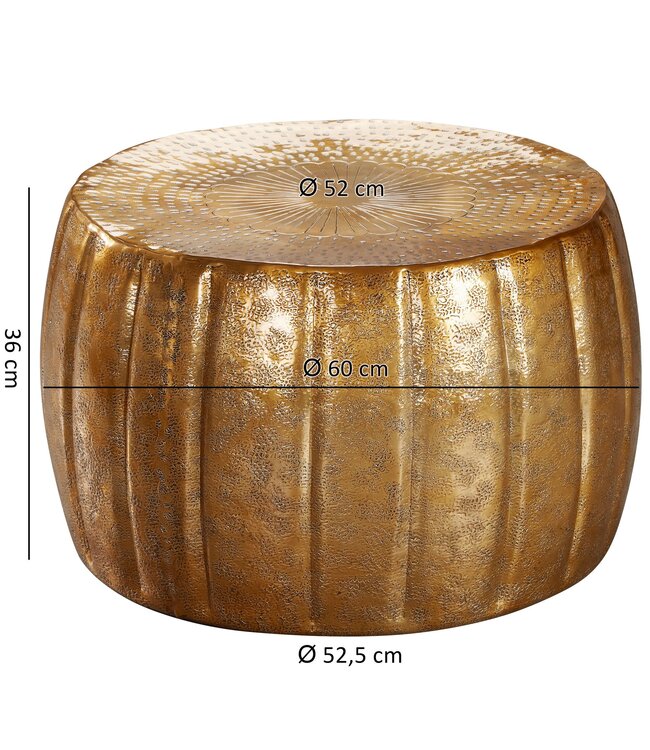 Wohnling salontafel JAMAL 60x36x60 cm aluminium gouden bijzettafel oosterse rond | Plat koffietafmetaal | Design salontafel modern | Loungetafel kleine tafel