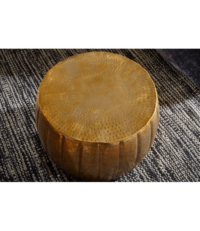 Wohnling salontafel JAMAL 60x36x60 cm aluminium gouden bijzettafel oosterse rond | Plat koffietafmetaal | Design salontafel modern | Loungetafel kleine tafel