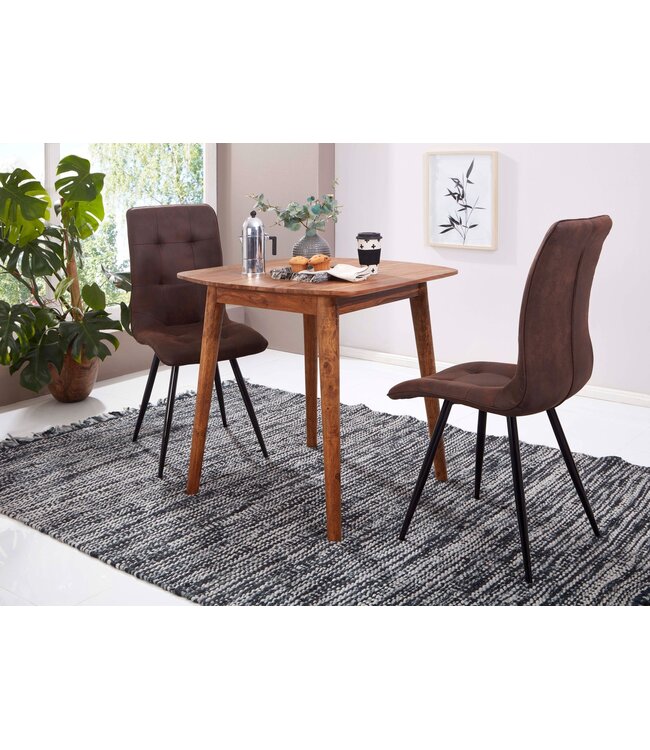 Wohnling eettafel WL5.571 Sheesham 80x78x80 cm massief houten tafel | Design keukentafel hout | Massieve houten tafel Rustiek | Eettafel Massief echt hout Modern