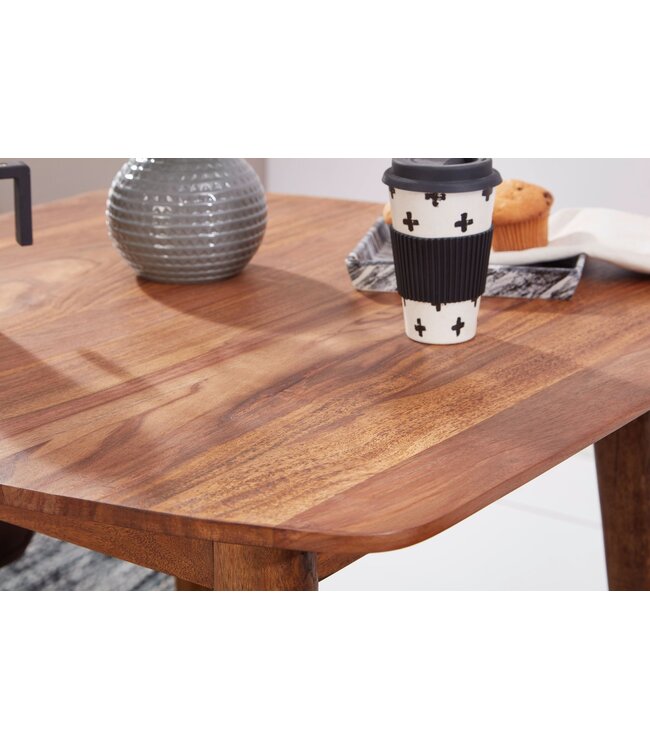 Wohnling eettafel WL5.571 Sheesham 80x78x80 cm massief houten tafel | Design keukentafel hout | Massieve houten tafel Rustiek | Eettafel Massief echt hout Modern