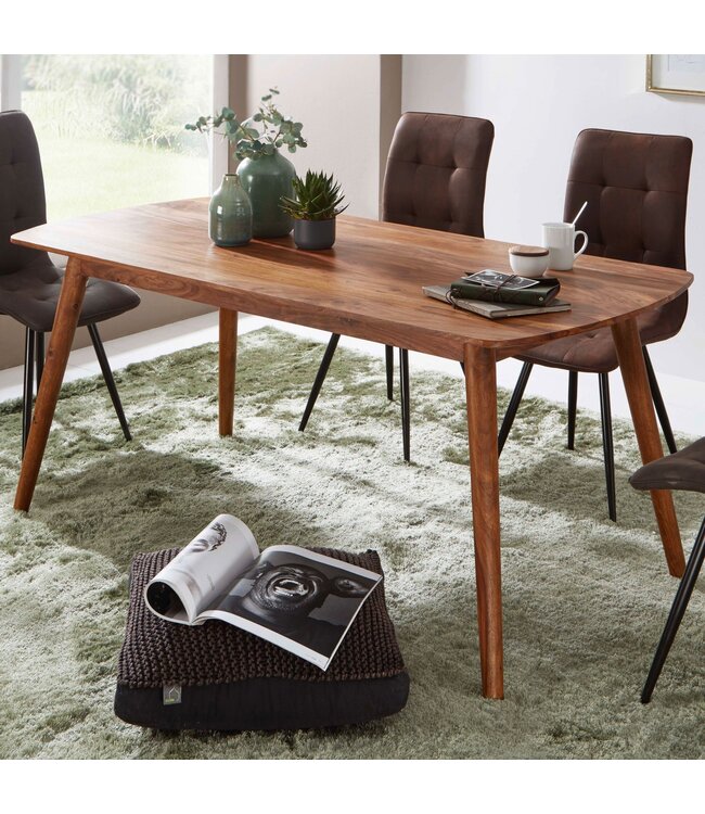 Wohnling eettafel WL5.572 hout 120x77x60 cm Sheesham massief houten tafel | Design keukentafel hout | Massieve houten tafel rustiek Eettafel Massief echthout Modern | Grote eettafel