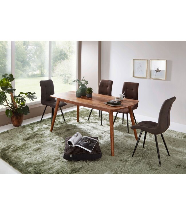 Wohnling eettafel WL5.572 hout 120x77x60 cm Sheesham massief houten tafel | Design keukentafel hout | Massieve houten tafel rustiek Eettafel Massief echthout Modern | Grote eettafel