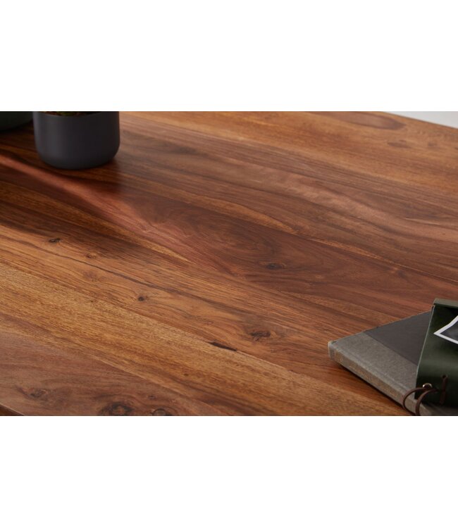 Wohnling eettafel WL5.572 hout 120x77x60 cm Sheesham massief houten tafel | Design keukentafel hout | Massieve houten tafel rustiek Eettafel Massief echthout Modern | Grote eettafel