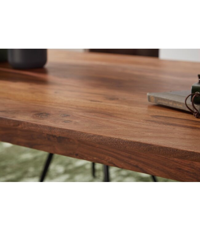 Wohnling eettafel WL5.572 hout 120x77x60 cm Sheesham massief houten tafel | Design keukentafel hout | Massieve houten tafel rustiek Eettafel Massief echthout Modern | Grote eettafel