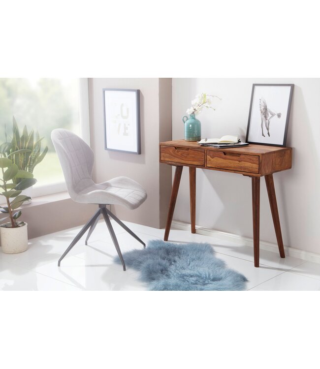 Wohnling Console tafel WL5.577 90x76x36cm Sheesham Massief hout met laden, Design Houten Dressoir Console Massief, Kleine Landelijke Bureau Haltafel, Kaptafel Bijzettafel Natuur