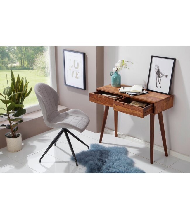 Wohnling Console tafel WL5.577 90x76x36cm Sheesham Massief hout met laden, Design Houten Dressoir Console Massief, Kleine Landelijke Bureau Haltafel, Kaptafel Bijzettafel Natuur