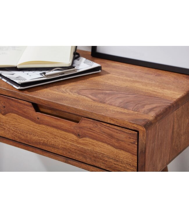 Wohnling Console tafel WL5.577 90x76x36cm Sheesham Massief hout met laden, Design Houten Dressoir Console Massief, Kleine Landelijke Bureau Haltafel, Kaptafel Bijzettafel Natuur